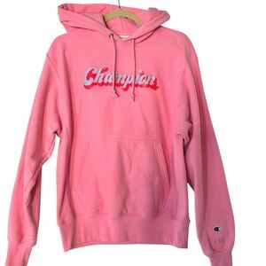 Champion Reverse Weave Pink Sweatshirt Hoodie w Cherries 🍒 KNC Size M Women
